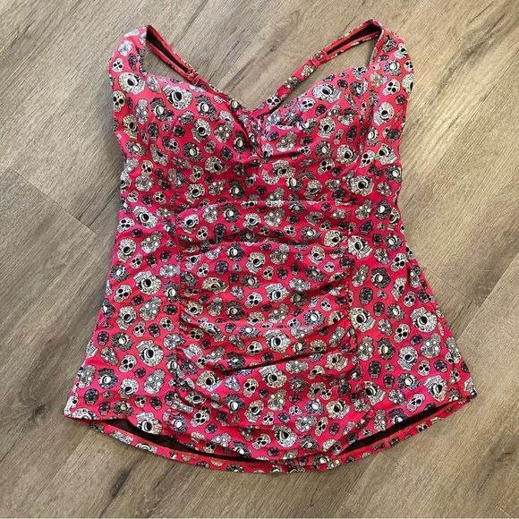 Torrid Sugar Skull Tankini Top 3X EUC - Picture 3 of 16